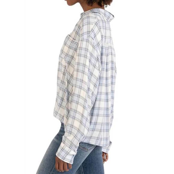 NEW KUT FROM THE KLOTH alcott crop button down in blue - Picture 2 of 3
